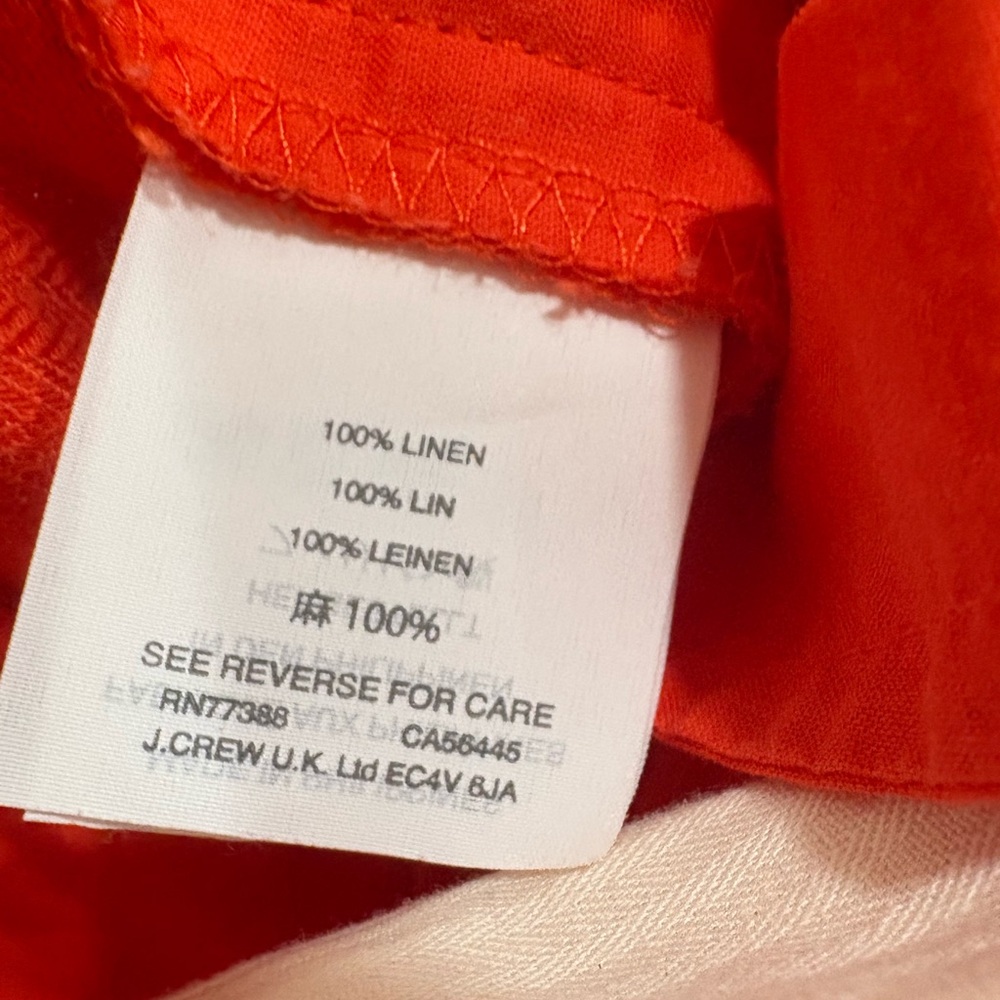J.Crew 100% Linen Wide Leg Cropped Trousers in Poppy Red. Size 4. - Picture 5 of 6